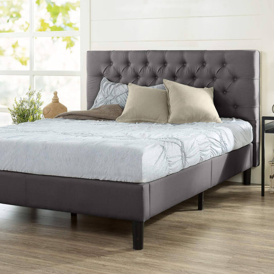 Zinus Misty Charcoal Grey Full Upholstered Platform Bed Frame