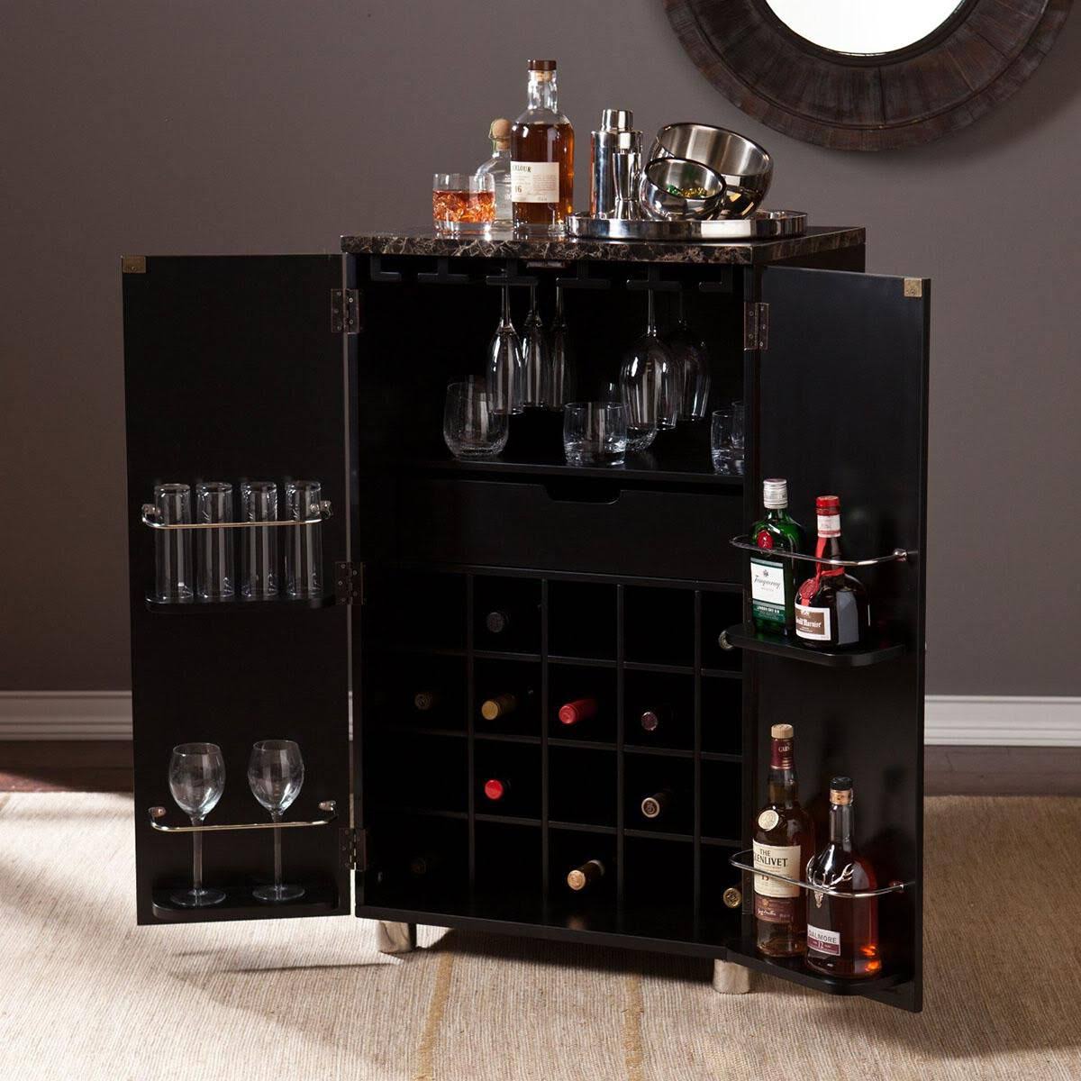 Southern Enterprises Contemporary Bar Cabinet In Black, 9.25 | Nebraska Furniture Mart