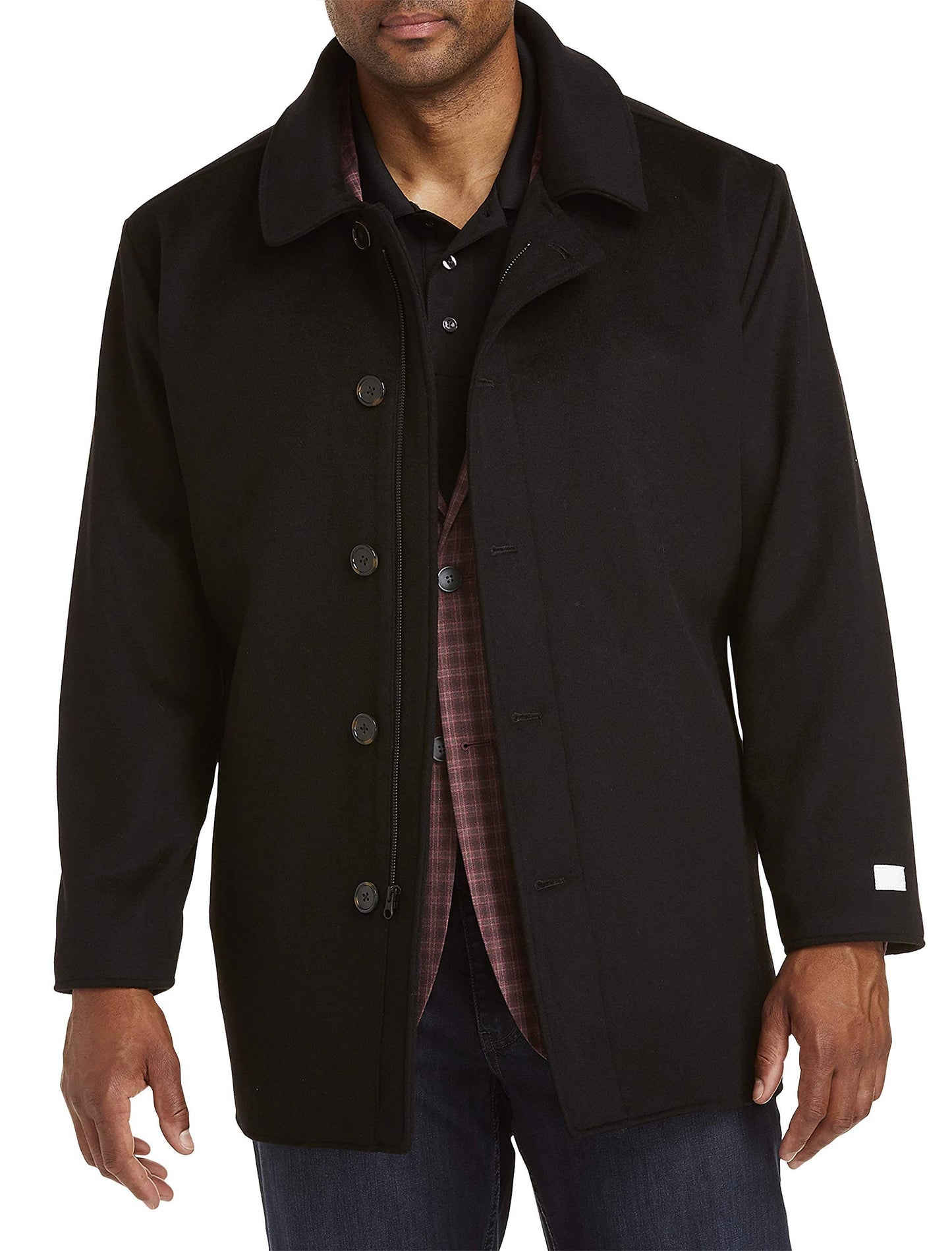 Oak Hill By Dxl Men s Big And Tall Wool Blend Basic Overcoat, Black, 4xl