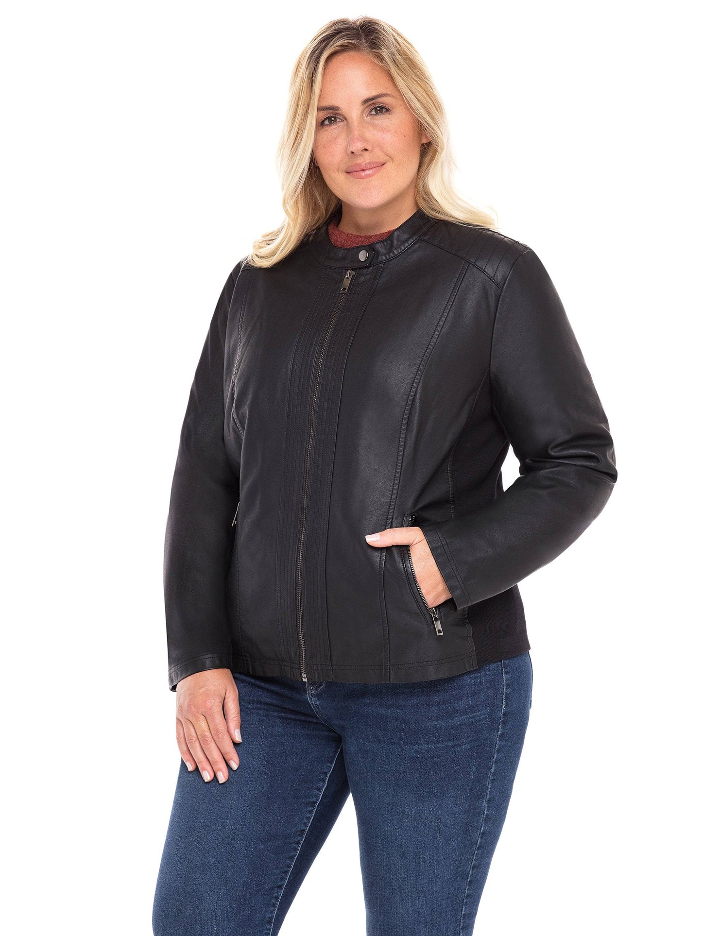 Sebby Collection Plus Faux Leather Jacket 3x / Black