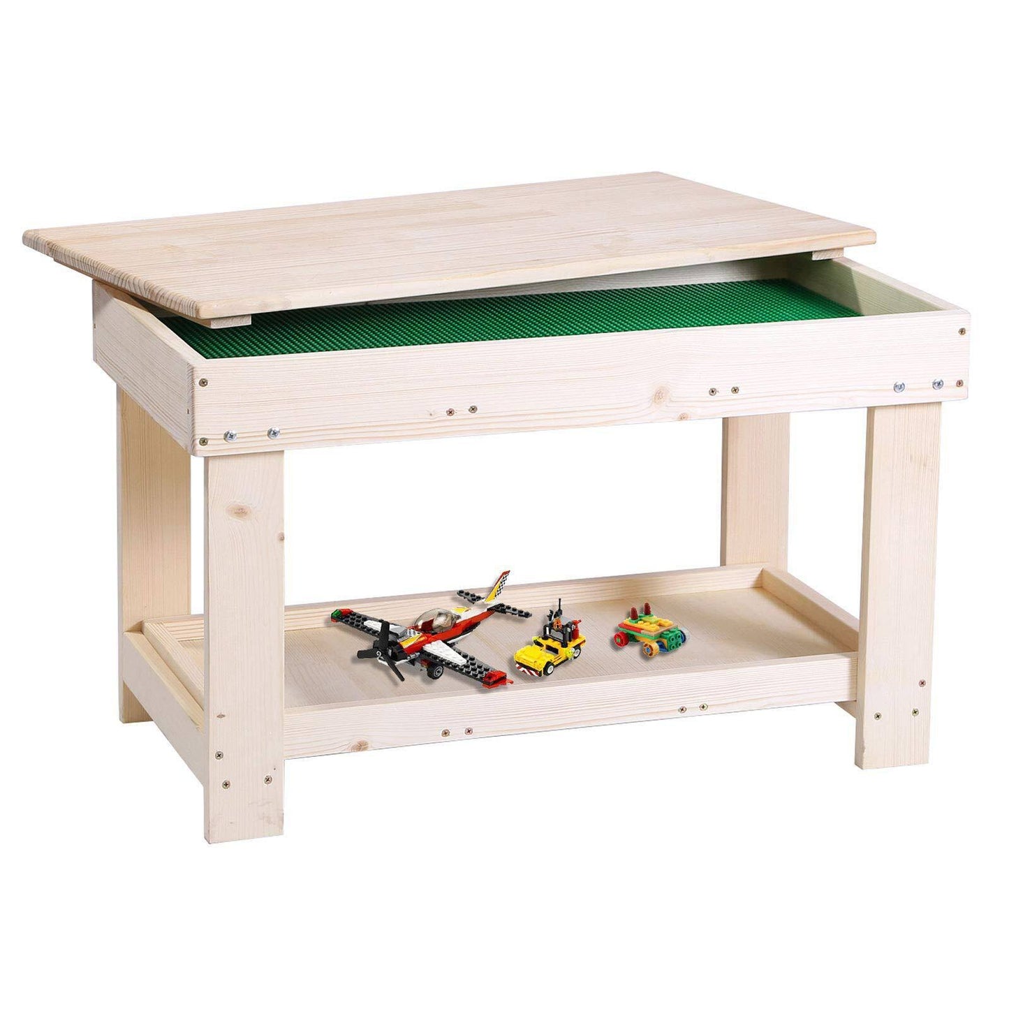 Youhi Kids Activity Table With Board For Bricks Activity Play Table (Wood Color)