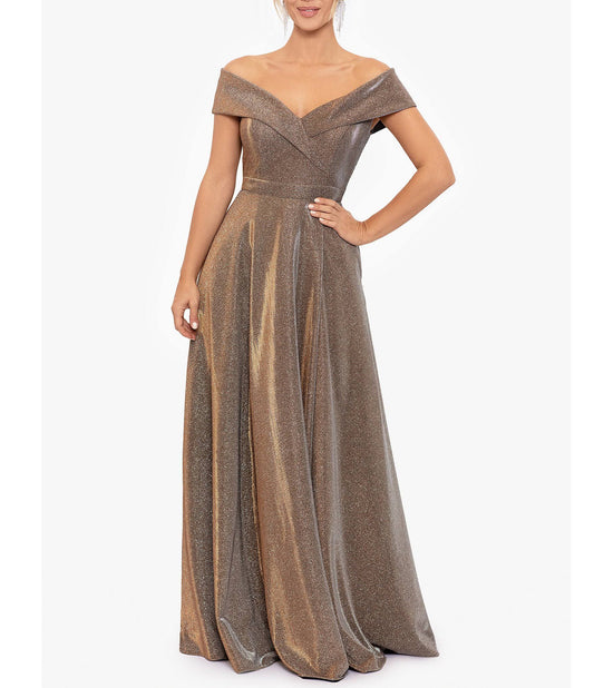 Xscape Women s Off The Shoulder Gown Brown Size 4