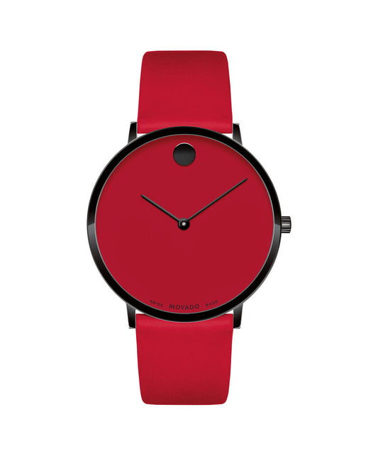 Movado 0607429 Modern 47 Red Leather Strap Unisex Watches