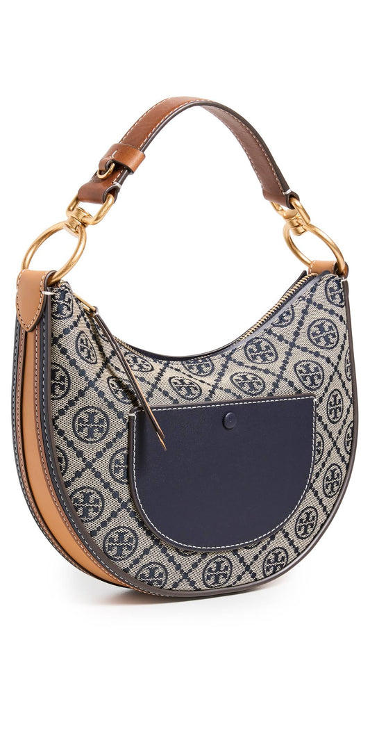 Tory Burch T Monogram Mini Jacquard Crescent Bag