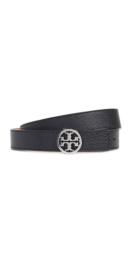 Tory Burch Reversible Logo Belt Black/ Cuoio/ Silver