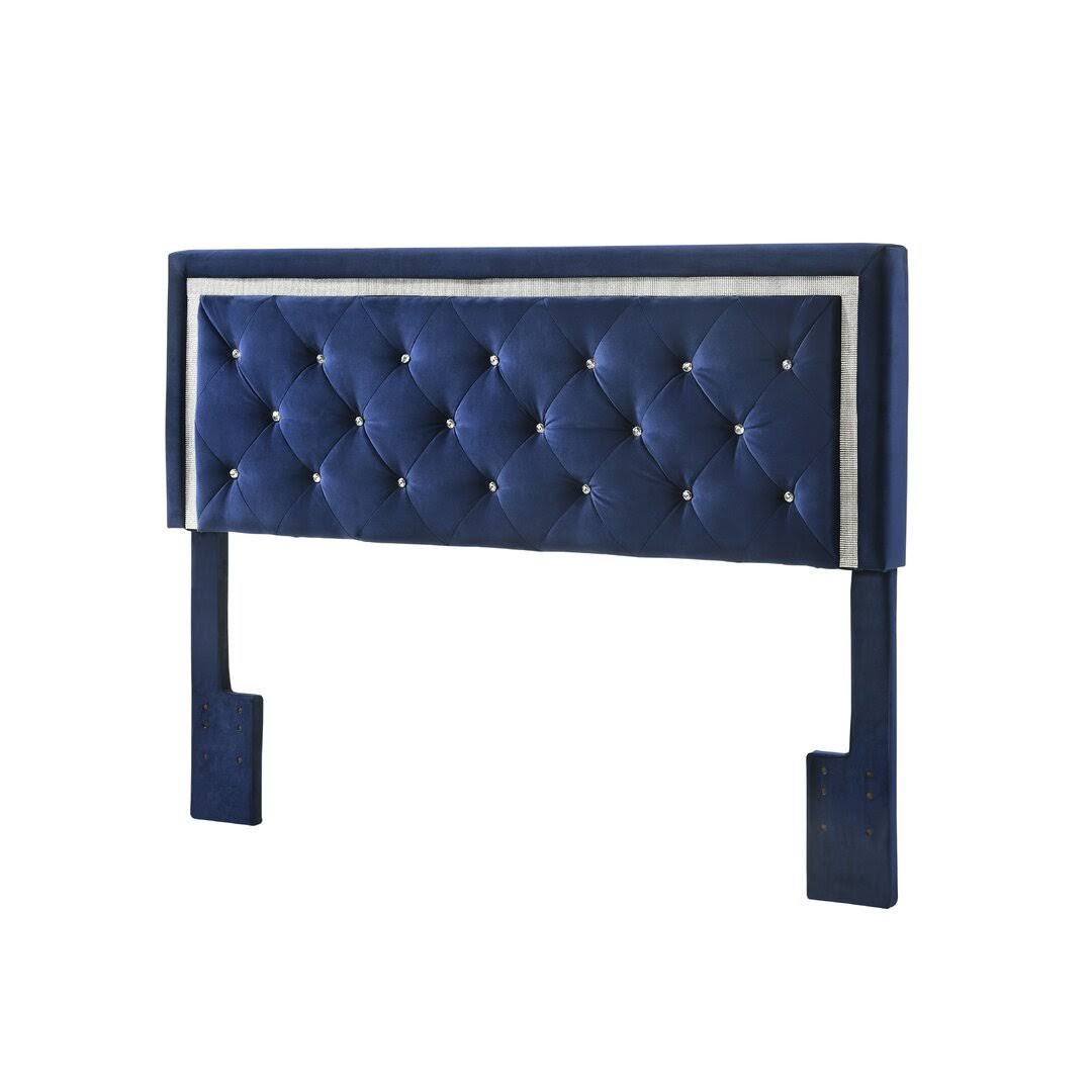 Vick Full/Queen Upholstered Panel Headboard House Of Hampton Upholstery: Navy Blue