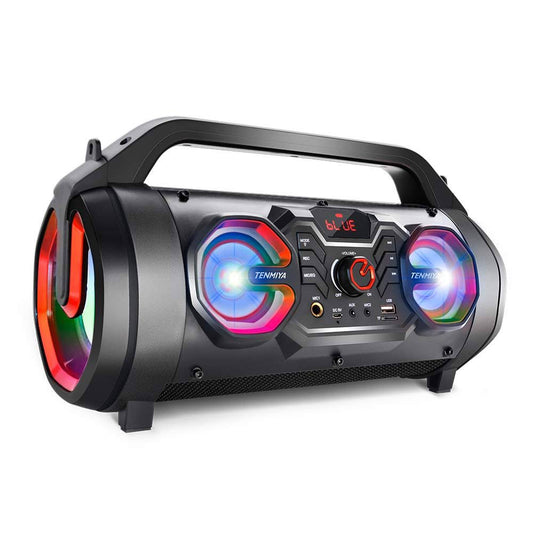 Portable Bluetooth Speakers, 30w Loud Outdoor Speakers With Subwoofer, Fm Radio, Rgb Colorful Lights, Eq, Stereo Sound, 10h Playtime Boombox Wireless