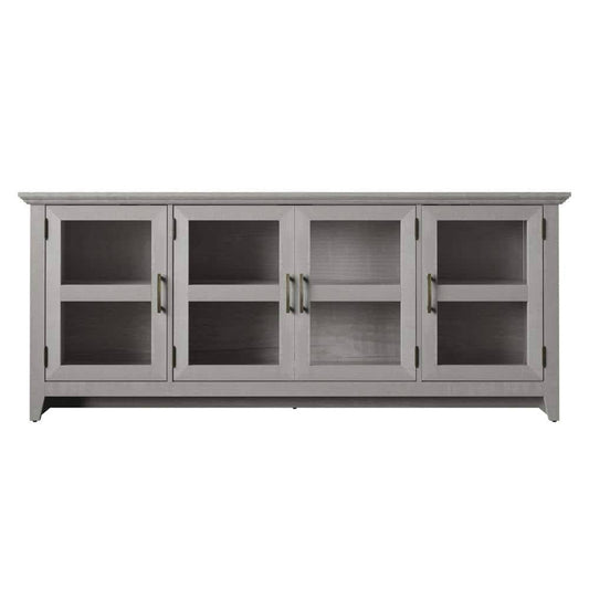 Twin Star Home 72 In. Norwalk Oak Tv Console With 4-Shelf Storage Fits Tvs Up To 80 In With Cable Management