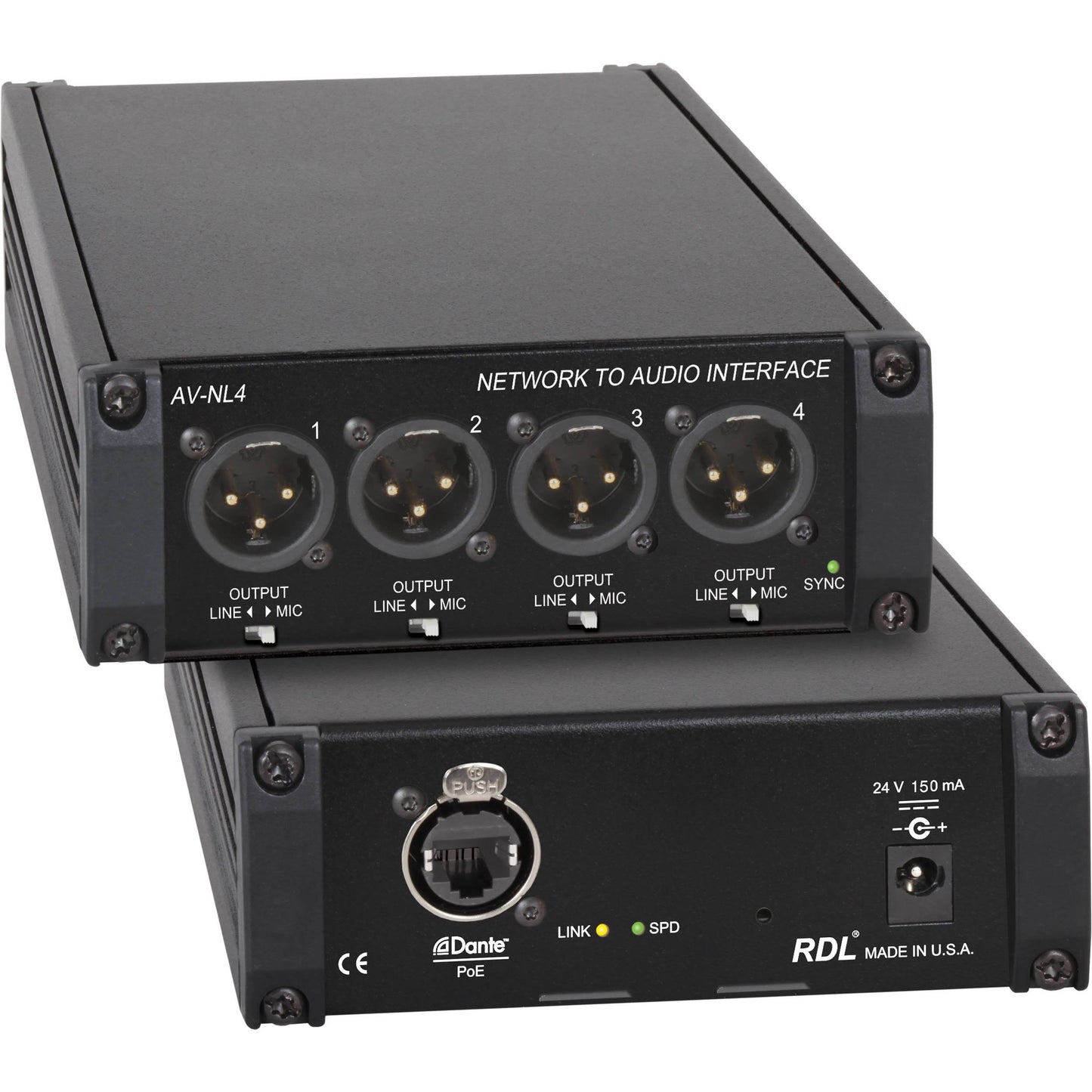 Rdl Av-Nl4 Dante Network To Audio Interface