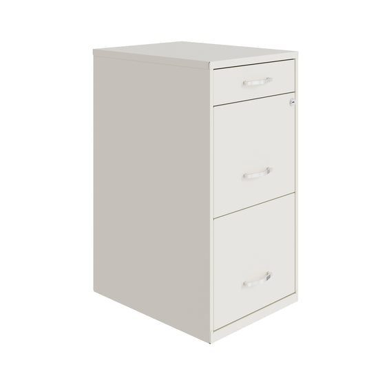 Space Solutions 18in Deep 3 Drawer Metal File Cabinet Pearl White