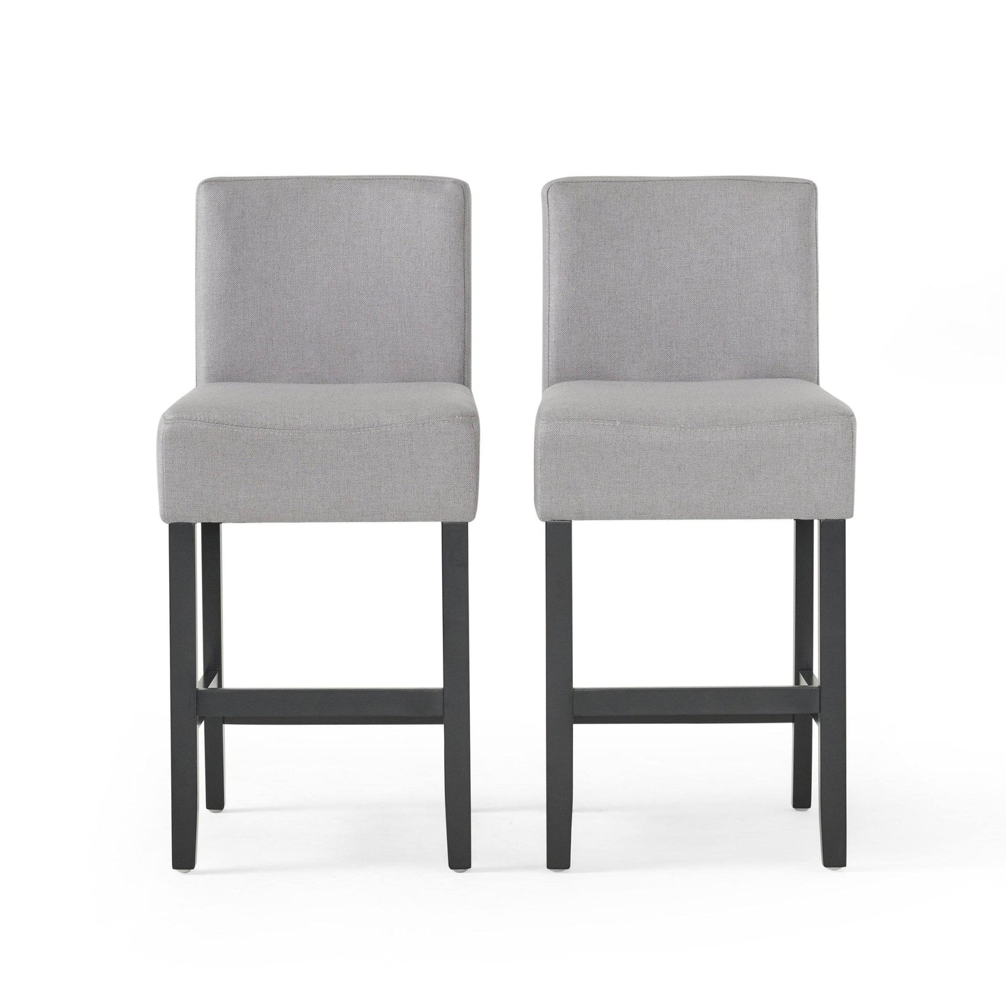 Noble House Lopez Fabric Counter Stool In Light Gray (Set Of 2)