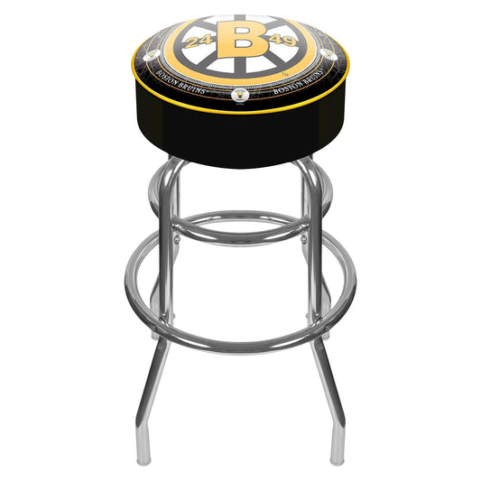 Nhl Throwback Boston Bruins Padded Bar Stool