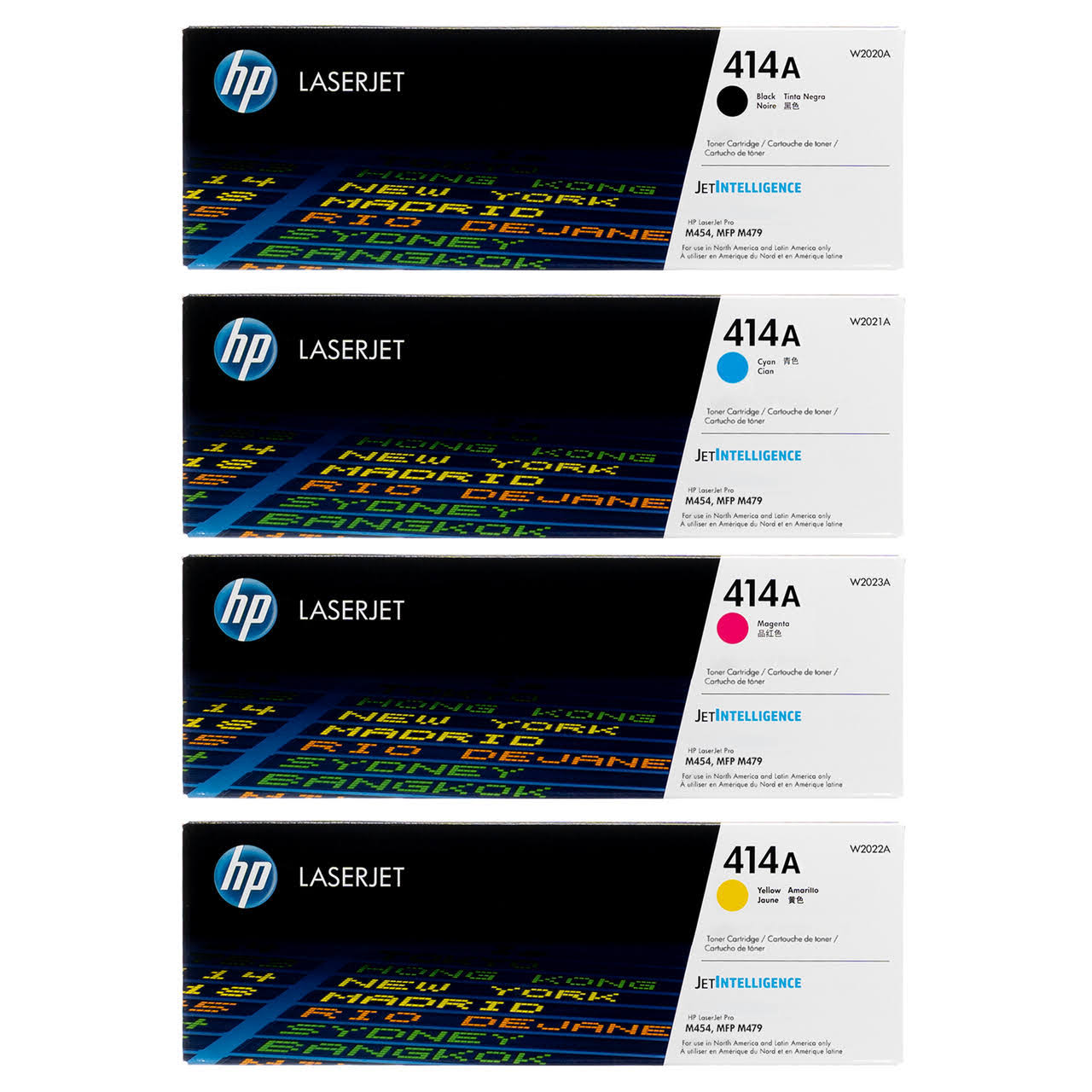 Original Hp 414a Set W2020a W2021a W2022a W2023a Black Cyan Magenta Yellow Laserjet Toner Cartridges