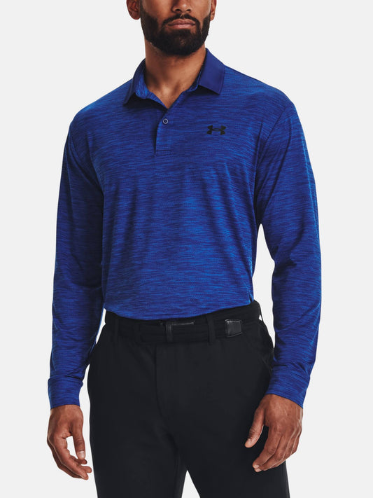 Under Armour Men s Performance Textured Long Sleeve Polo - Blue, Md