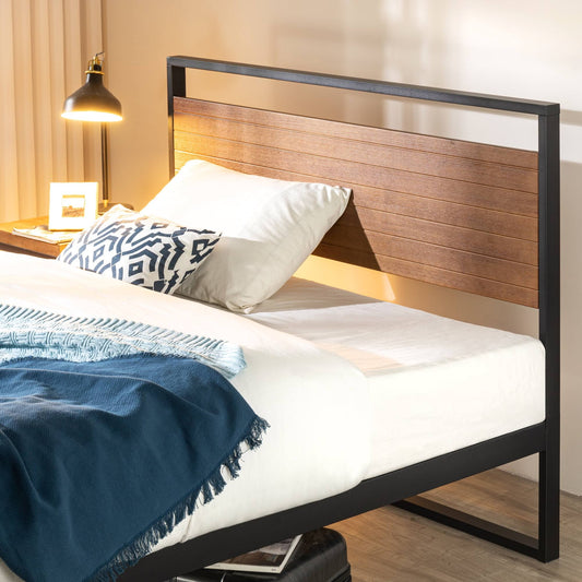 Zinus Suzanne 37 Inch Metal And Wood Platform Bed Frame / Solid Wood