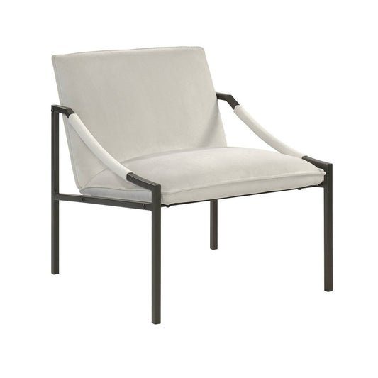 Sauder Dakota Pass Ivory Velvet Accent Chair With Bronze Frame