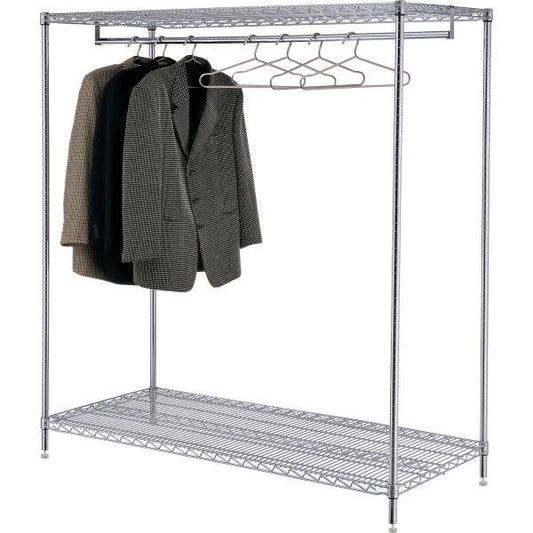 Nexel 2 Shelf Garment Floor Rack Chrome 24W X 60L X 63H, Model#G2s60c