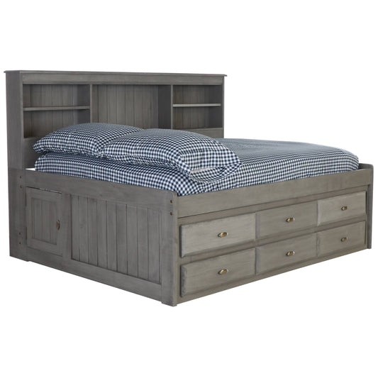 Os Home And Office Furniture Model 83223-6-Kd, Solid Pine Full Daybed With Six Sturdy Drawers In Charcoal Gray