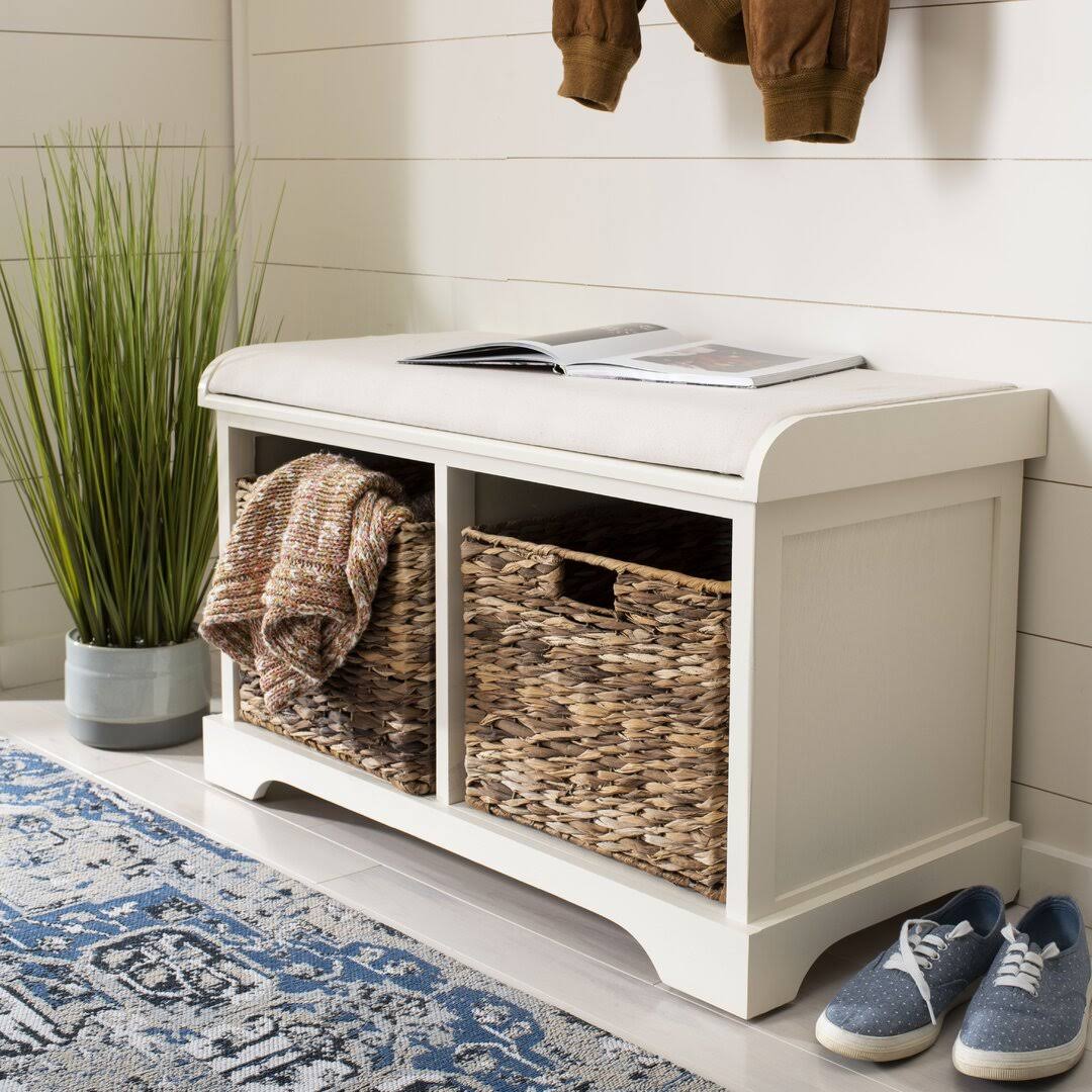 Trent Austin Design Rangel Wood Storage Bench Color: Distressed White