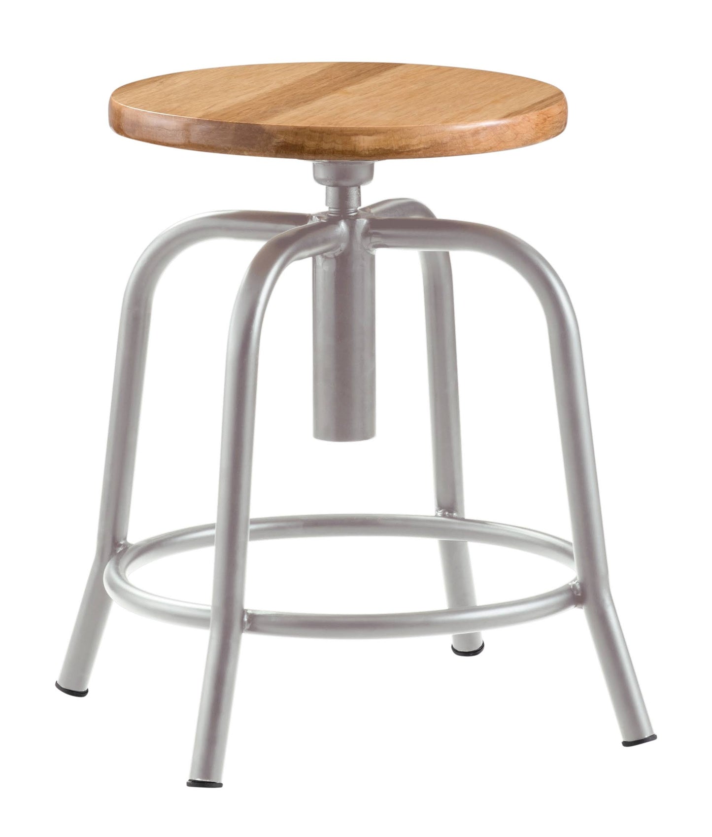 Nps6800w02 6800 Series Adjustable Height Designer Stool With Wooden Seat, Grey Frame