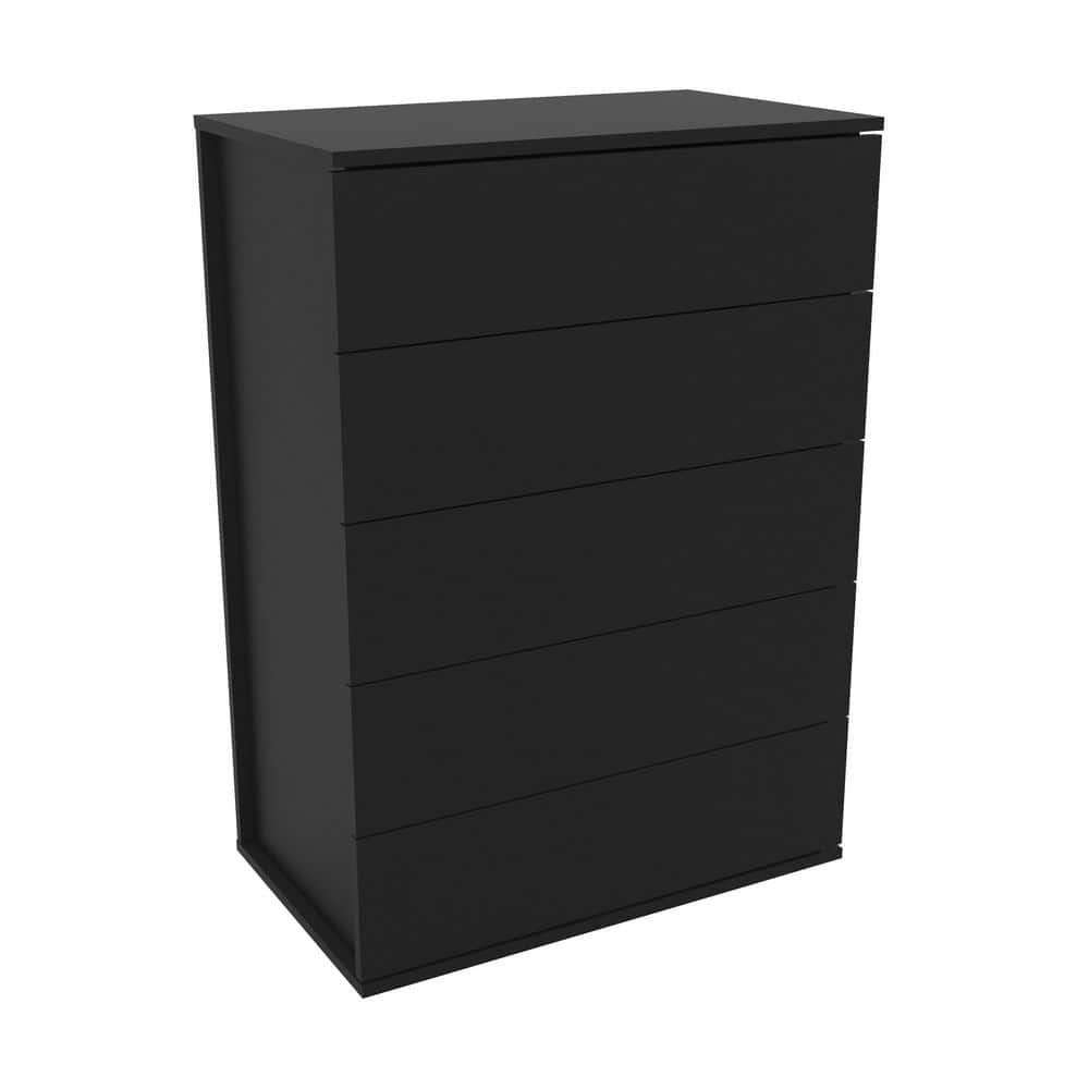 Polifurniture Madison 5-Drawer Black Chest Of Drawers (26.375 In. W X 15.75 In. D X 38 In. H)