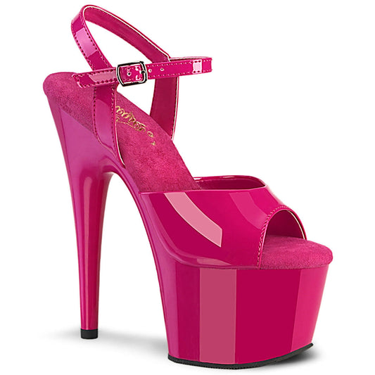 Pleaser Adore-709 Platform Ankle Strap Sandal 12 / H. Pink Pat/H. Pink