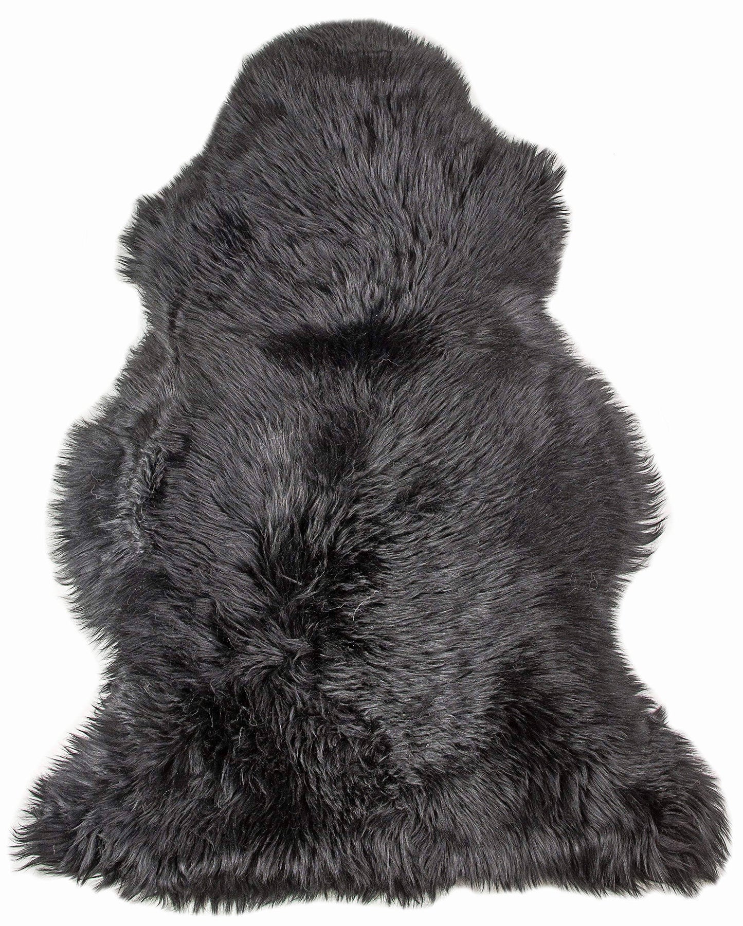 Natural New Zealand Single Sheepskin Rug - 2ft X 3ft - Black