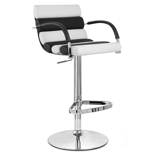 Zuri Furniture Black And White Ego Adjustable Height Swivel Bar Stool With Chrome Base