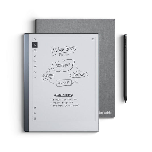 Remarkable - The Paper Tablet - 10.3 Digital Paper Display - With Marker Plus And Book Folio - Polymer Weave - Gray