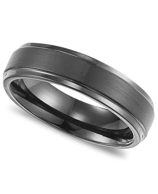 Triton Men s Black Tungsten Carbide Ring Comfort Fit Wedding Band 6mm - Tungsten