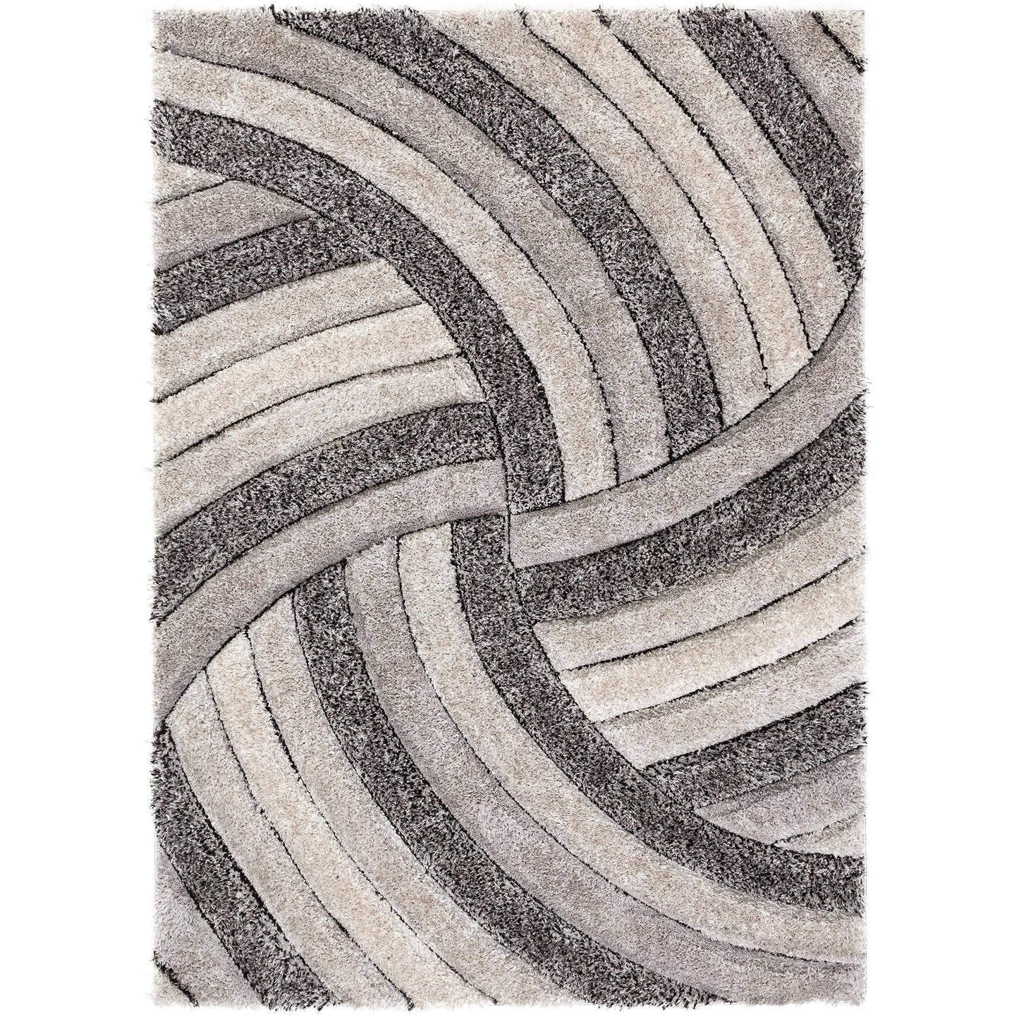 Well Woven San Francisco Ucci Modern Geometric Stripes Grey 3d Textured Shag Rug 2 7 X 9 10 Runner