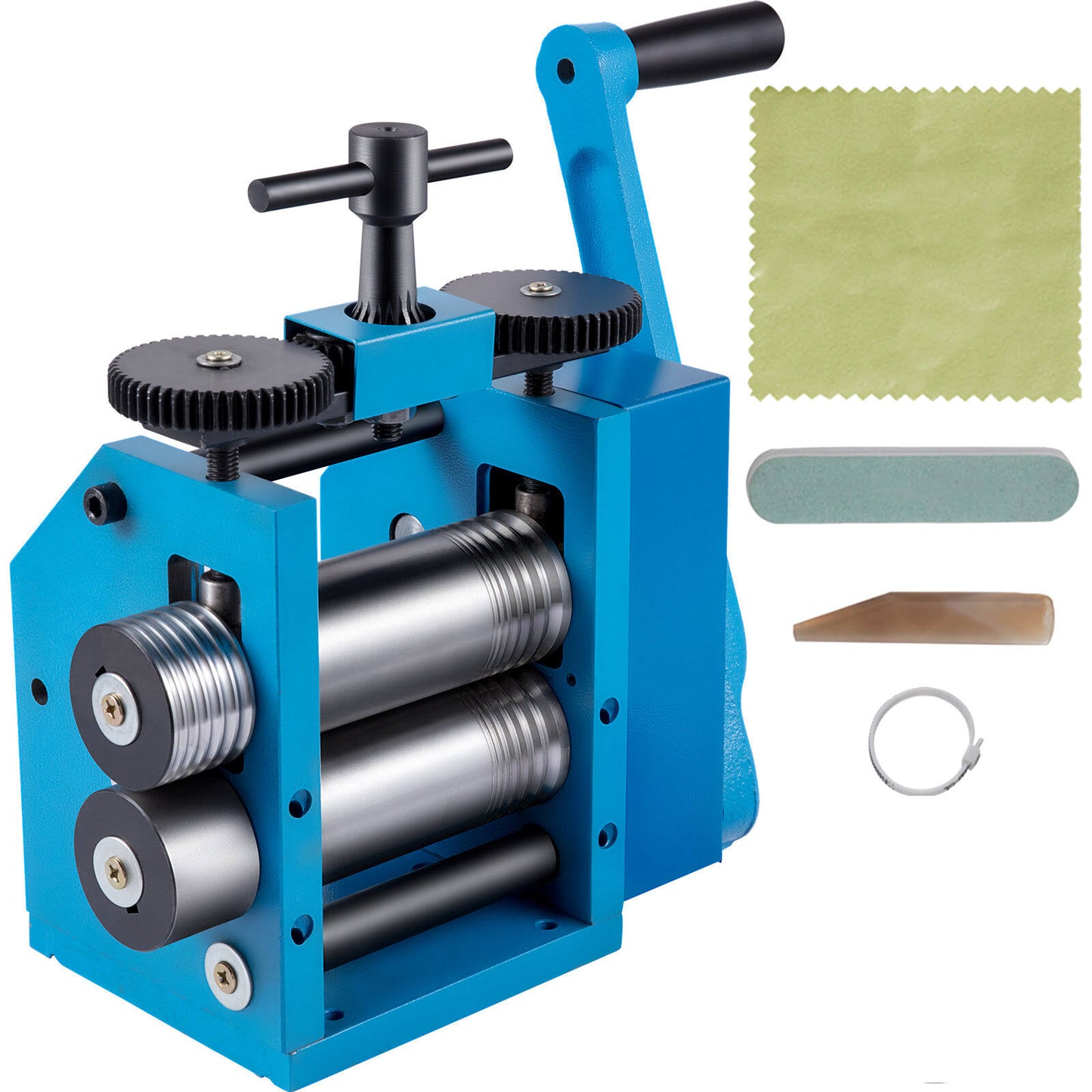 Vevor Rolling Mills 3/76mm Jewelry Rolling Mill Machine Gear Ratio 1:2.5 Wire Roller Mill 0.1-7mm Press Thickness Manual Combination Rolling Mill