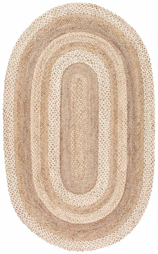 Nuloom Charlene Braided Border Jute Area Rug, Oval 8 X 10 , Natural