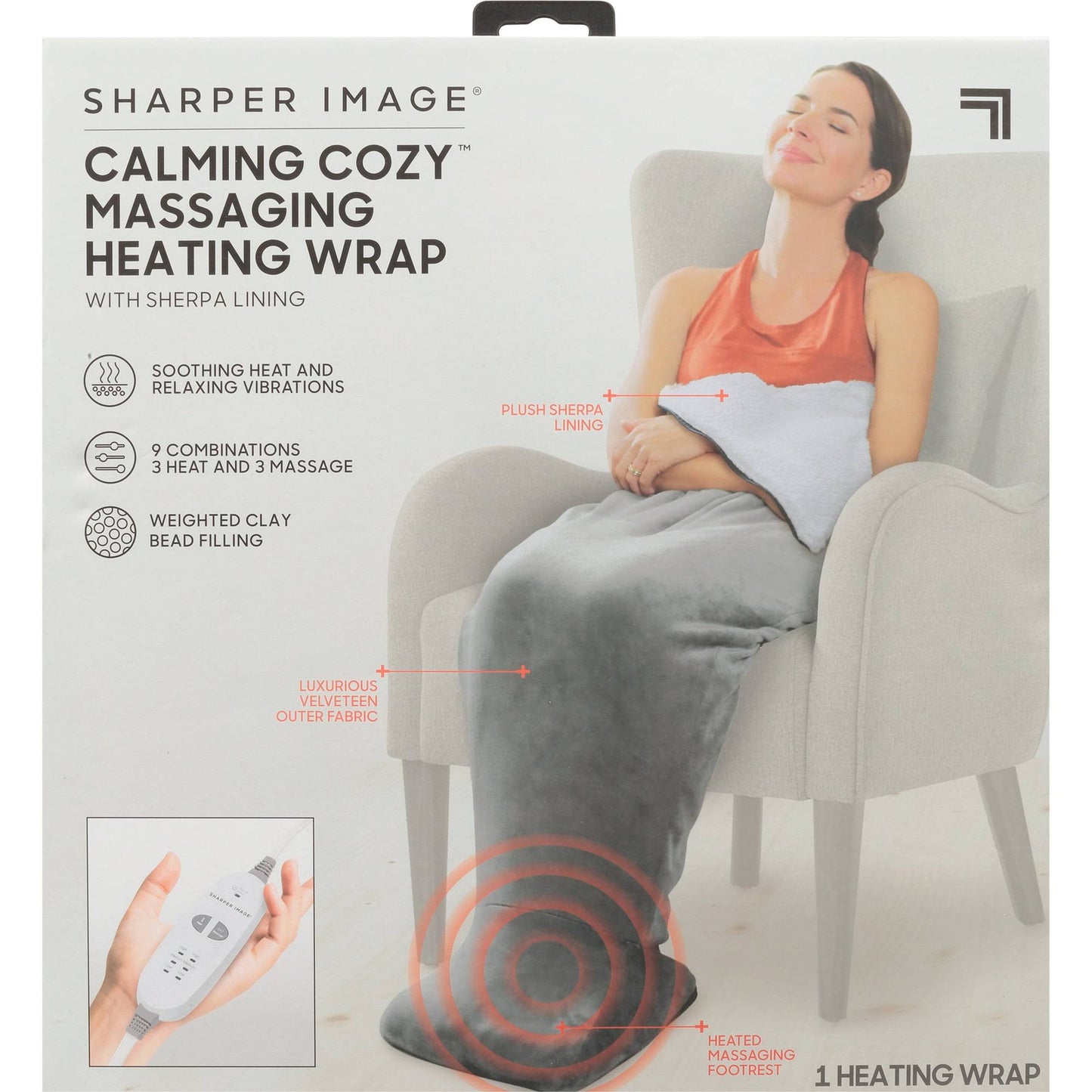 Sharper Image Heating Wrap, Massaging, Calming Cozy