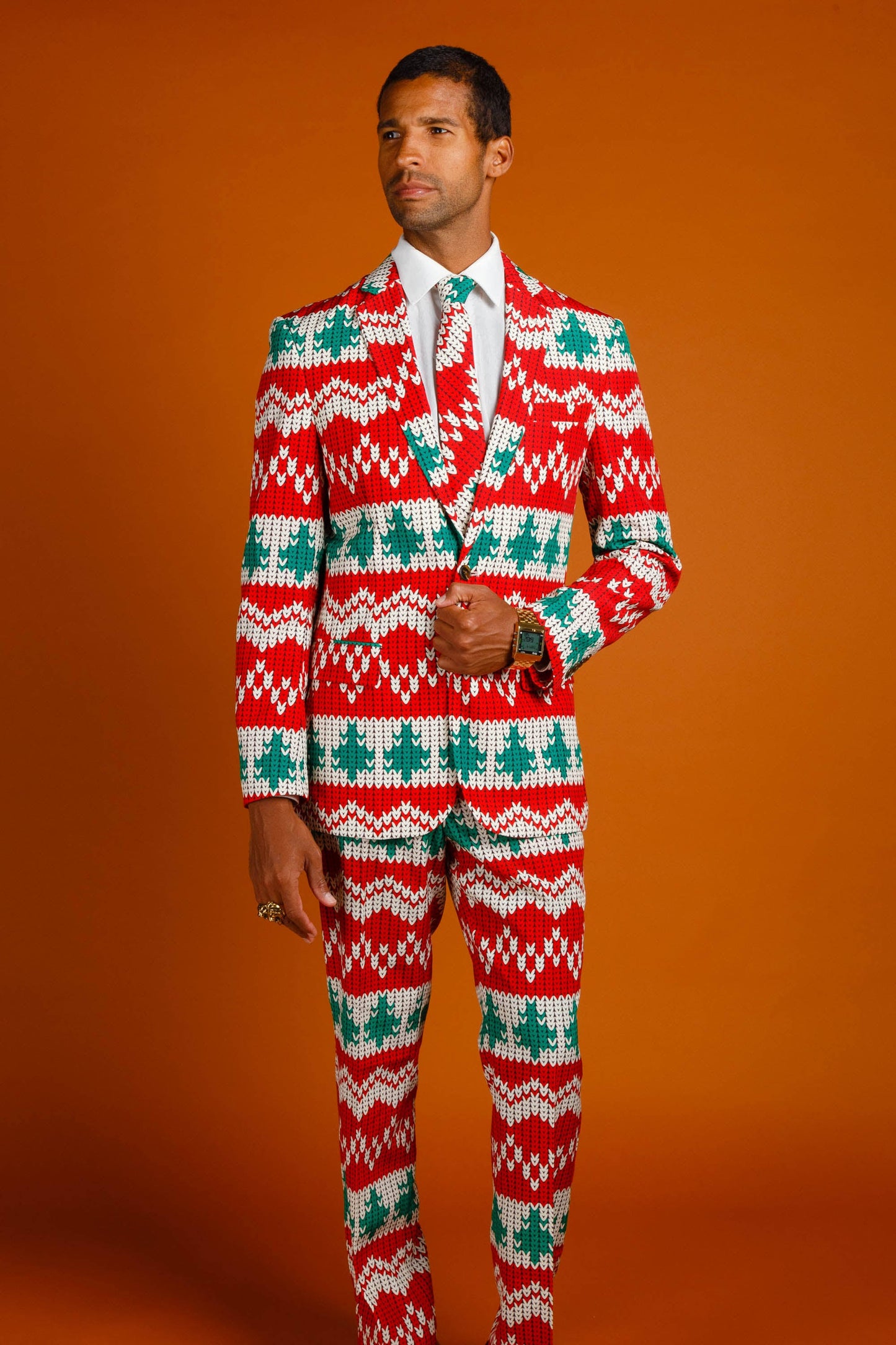 The Red Ryder | Men s Knit Print Christmas Suit | Size 54 | Shinesty