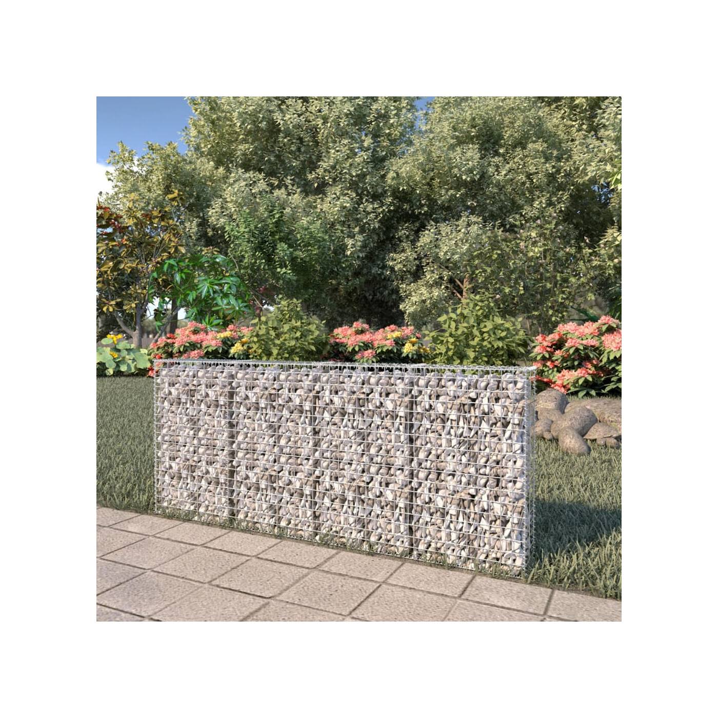 Vidaxl Gabion Wall With Covers Galvanized Steel 78.7x7.87x33.5