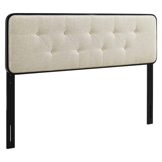 Modway Collins Tufted Queen Fabric And Wood Headboard - Black Beige