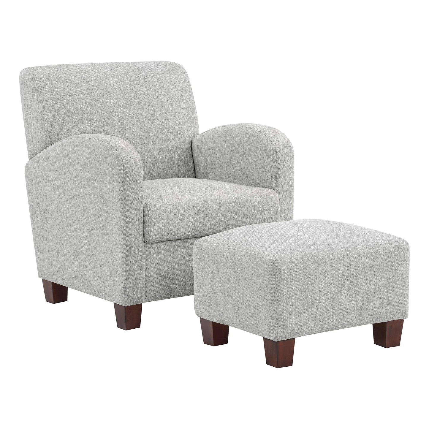 Osp Home Furnishings Aiden Chair & Ottoman Herringbone Smoke With Medium Espresso Legs