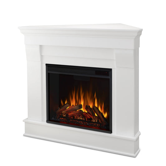 Real Flame Chateau Electric Corner Fireplace, White