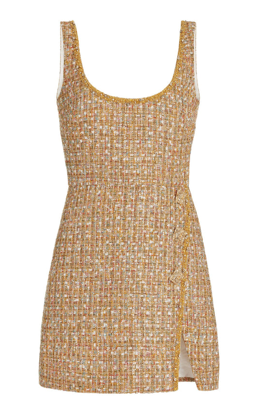 Self Portrait Gold Tinsel Boucle Mini Dress