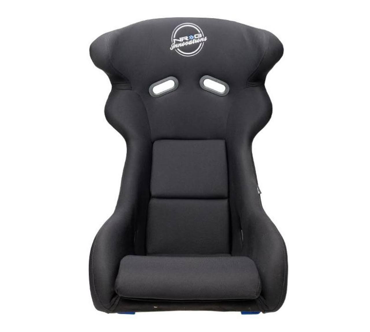 Nrg Frp-600wt Frp Bucket Seat - White Finish Arrow Embroidery And Blue Side Mount Bracket