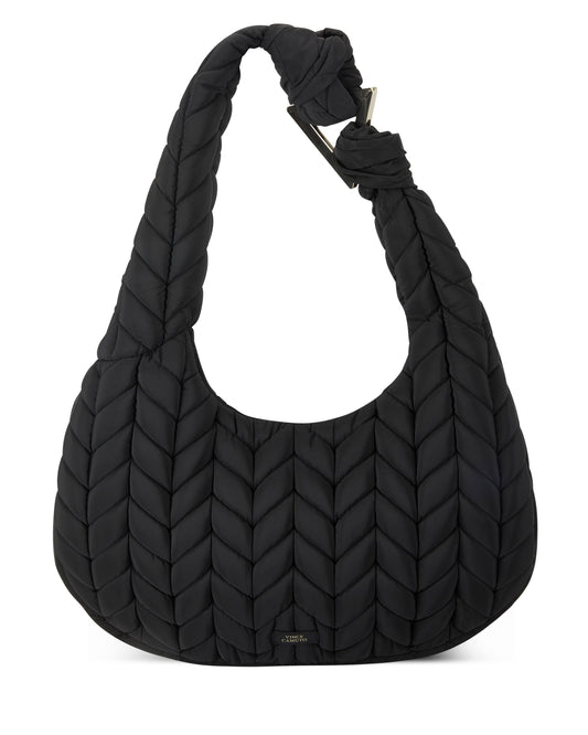 Vince Camuto Chlor Black Quilted Nylon Hobo Bag - Black