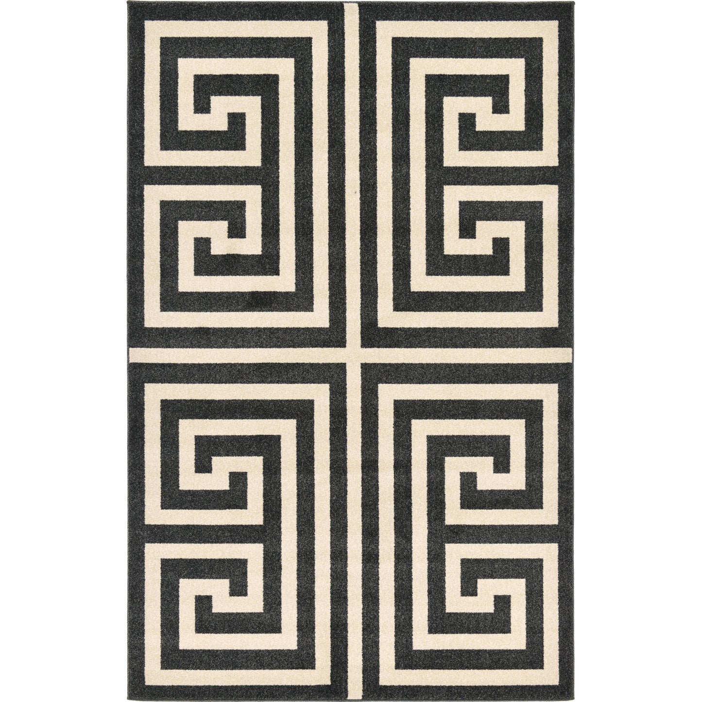 Unique Loom Greek Key Athens Area Rug - 5 X 8 Black