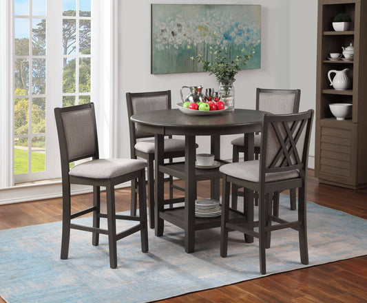 New Classic Furniture Amy 5-Piece Counter Dining Table Set, Gray