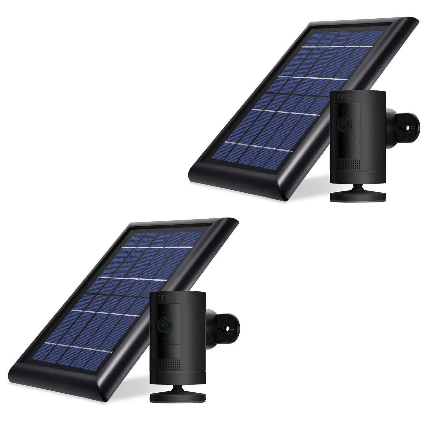 Ring Stick Up Cam Battery With Solar Panel Bundle 2-Pack Black