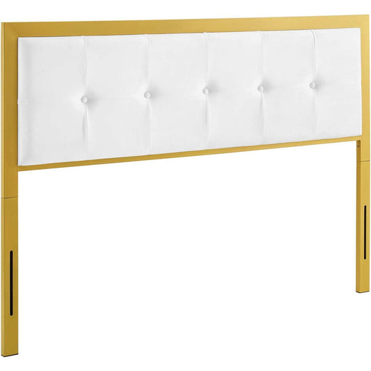 Modway Teagan Tufted Queen Performance Velvet Headboard - Gold White