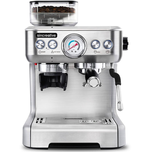 Sincreative Espresso Machine & Coffee Maker - 20bar Semi Automatic Espresso Machine With Grinder & Steam Wand – All In One Espresso Maker & Latte