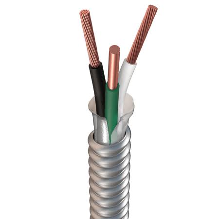 Wirenco 6/2 Metal Clad (Mc) Cable With Ground, Aluminum Armored, Stranded Copper Conductor (50ft Cut)