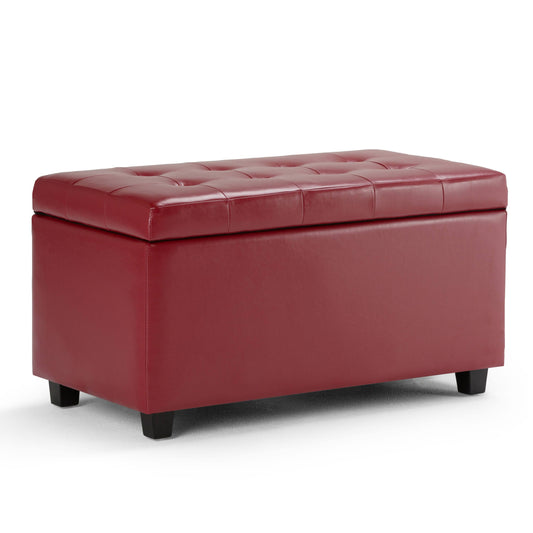 Simpli Home Cosmopolitan Faux Leather Storage Ottoman - Red