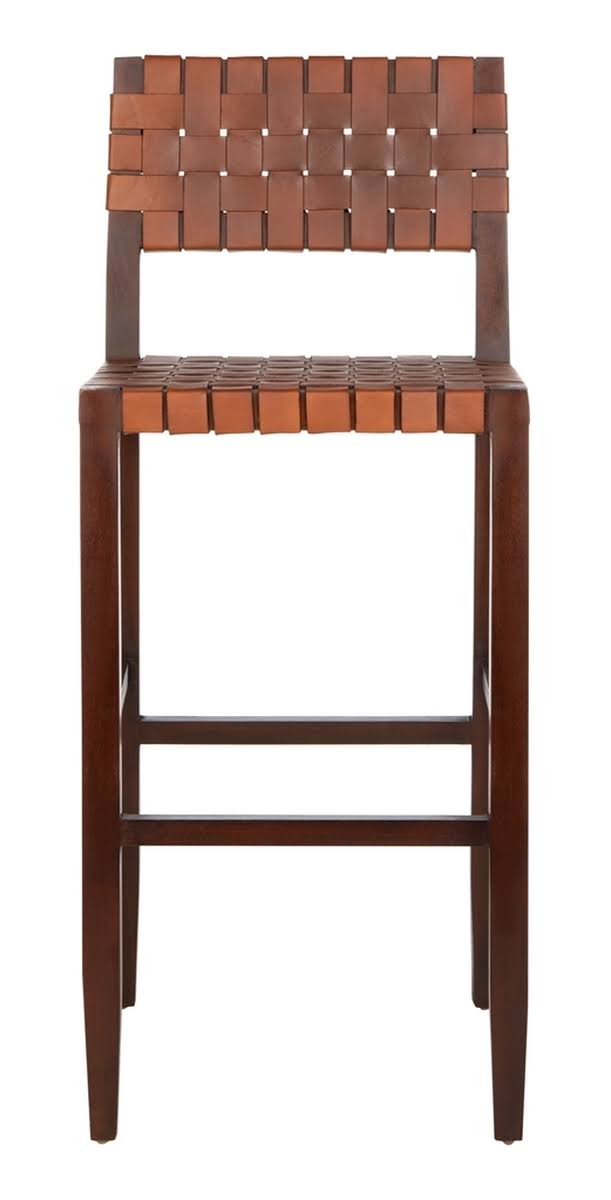 Safavieh Paxton Cognac Woven Leather Barstool